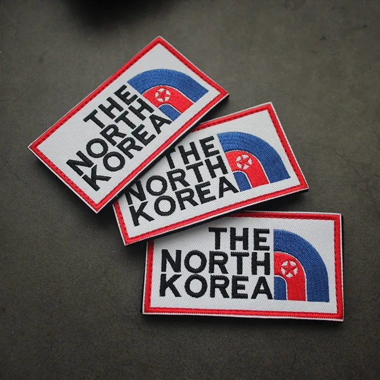 NorthKorea忠诚致敬北朝鲜刺绣户外贴杆冲锋衣两侧军鸟臂章魔术贴