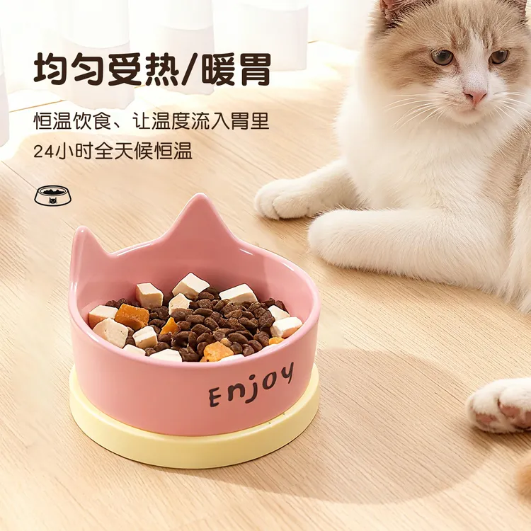 恒温碗宠物冬天保暖喝水碗猫碗防打翻恒温饮水机陶瓷加热罐头碗