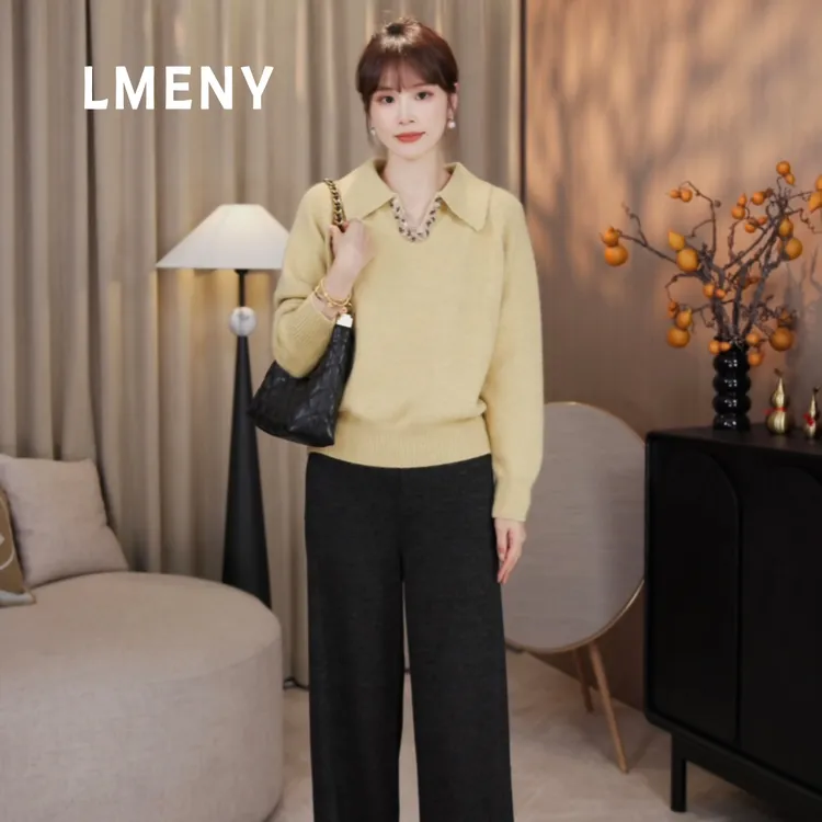 LMENY“罗曼蒂克”高雅静奢风~V领编织串珠绵羊毛小香风毛衣25CM023