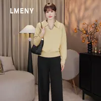 LMENY“罗曼蒂克”高雅静奢风~V领编织串珠绵羊毛小香风毛衣25CM023