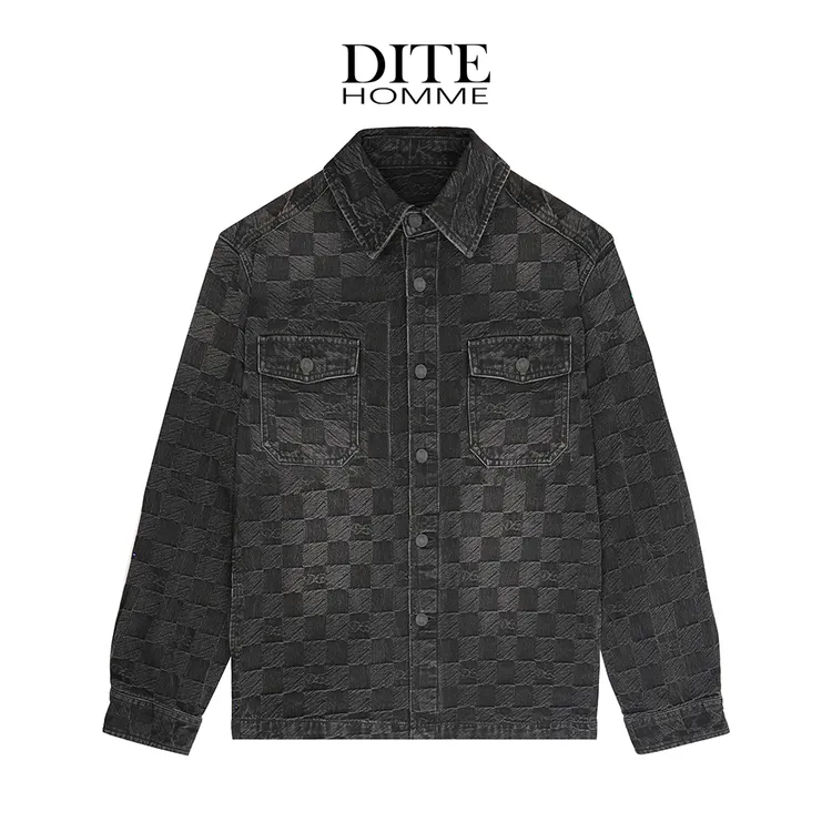 DITE/迪特  满花设计黑色牛仔翻领夹克 2561013