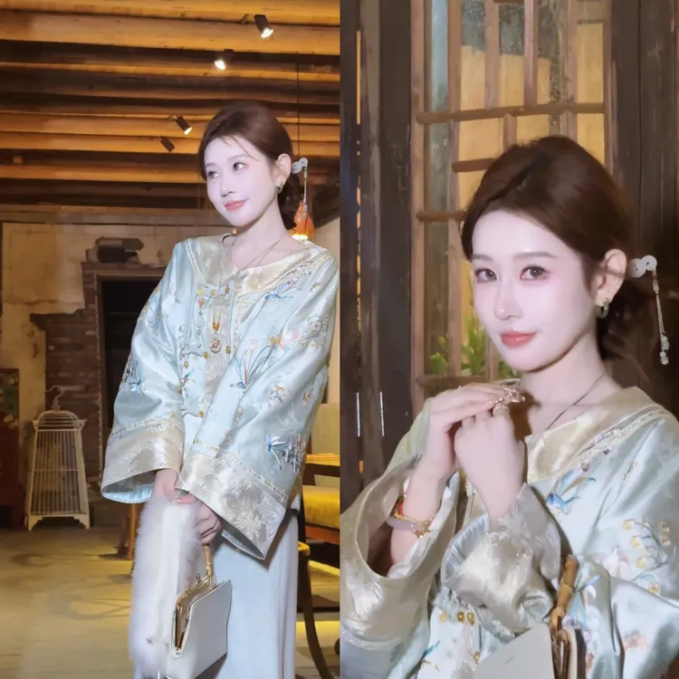 【婷婷】《月宫玉兔》 天青色玉兔织金刺绣羽绒套装系列TT2SQTH2556