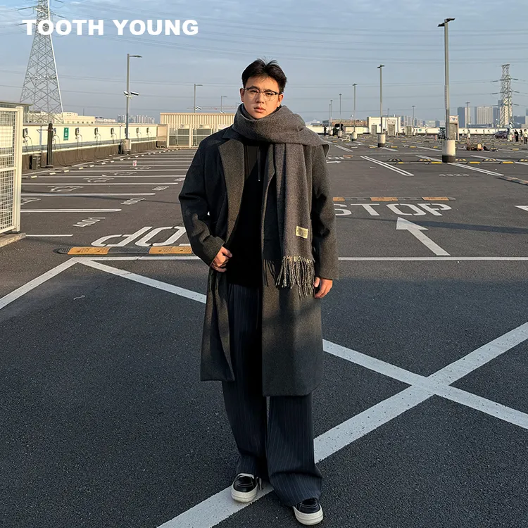 TOOTH YOUNG【收官之战】秋冬加棉男中长款纯色毛呢大衣