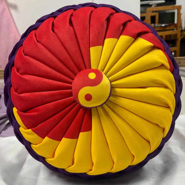 【绒布面料】6排线太极图定制款【纯手工抱枕材料包:已画线送扣子】