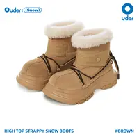 【S级微瑕】OUDER 厚底增高保暖中筒防水防滑羊毛牛皮秋冬雪地靴