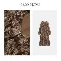 MOOI MONO"罗纳庄园"显瘦气质设计感荷叶边长袖连衣裙 L451L53