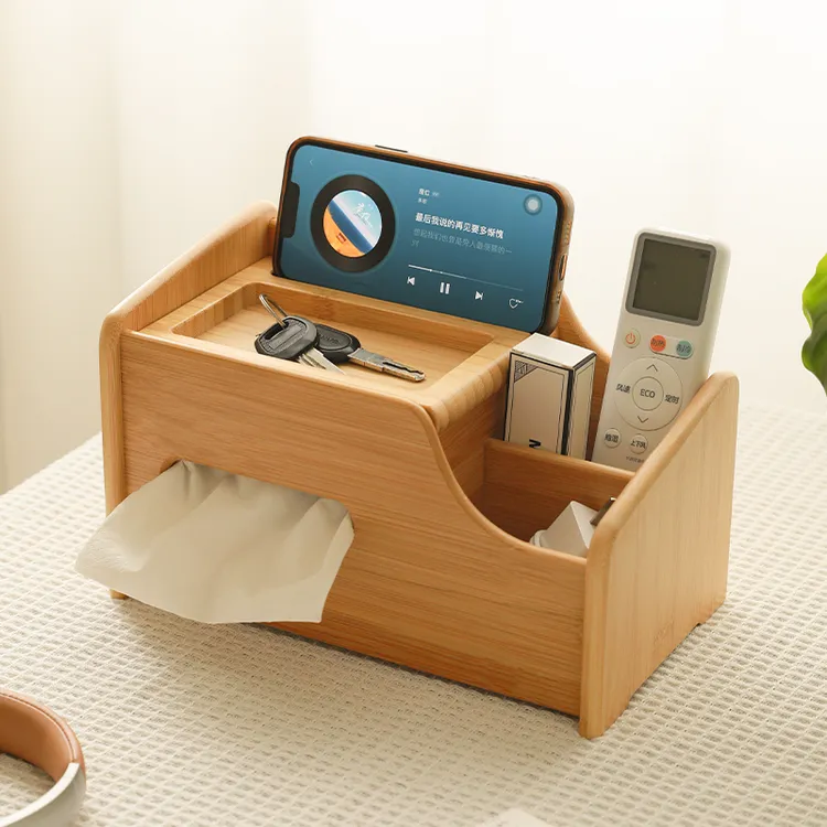 餐厅抽纸盒中式家用多功能纸巾盒收纳盒客厅手机创意桌面置物架