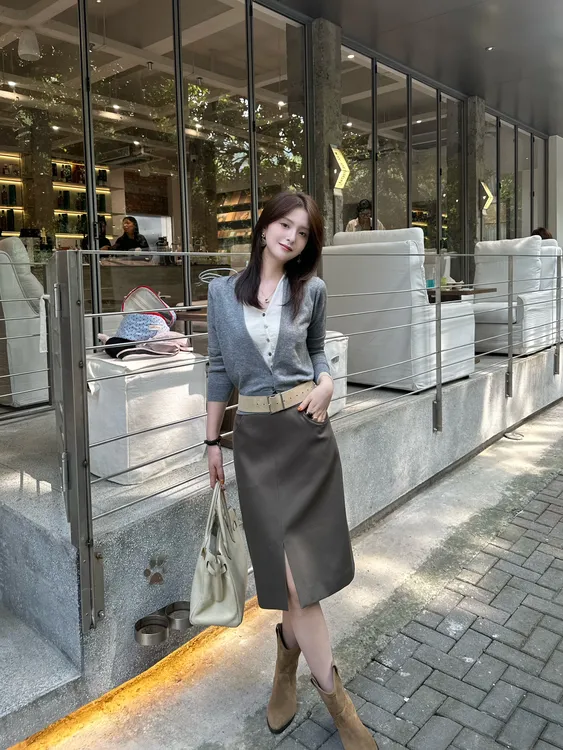 R123245W秋冬长袖针织假两件撞色针织衫百搭毛衣