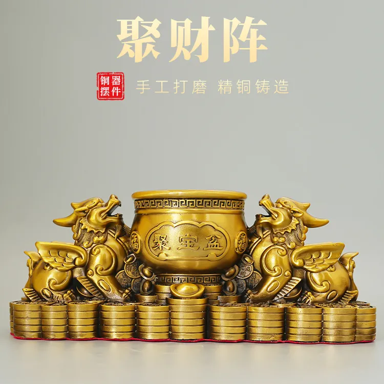 黄铜摆件中式貔貅全铜皮丘怪兽工艺品摆饰开业送礼家居玄关摆放
