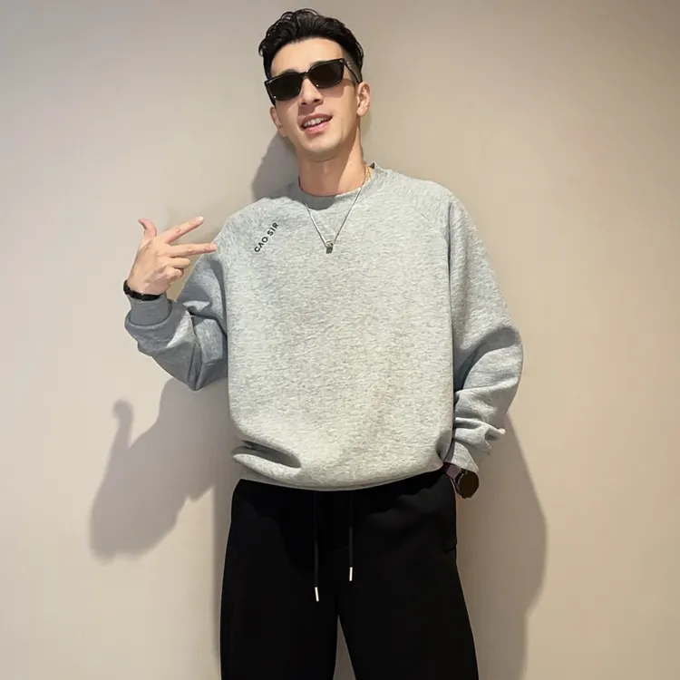 CAO SIR 秋冬新款刺绣字母插肩袖卫衣情侣款时尚百搭圆领韩版上衣