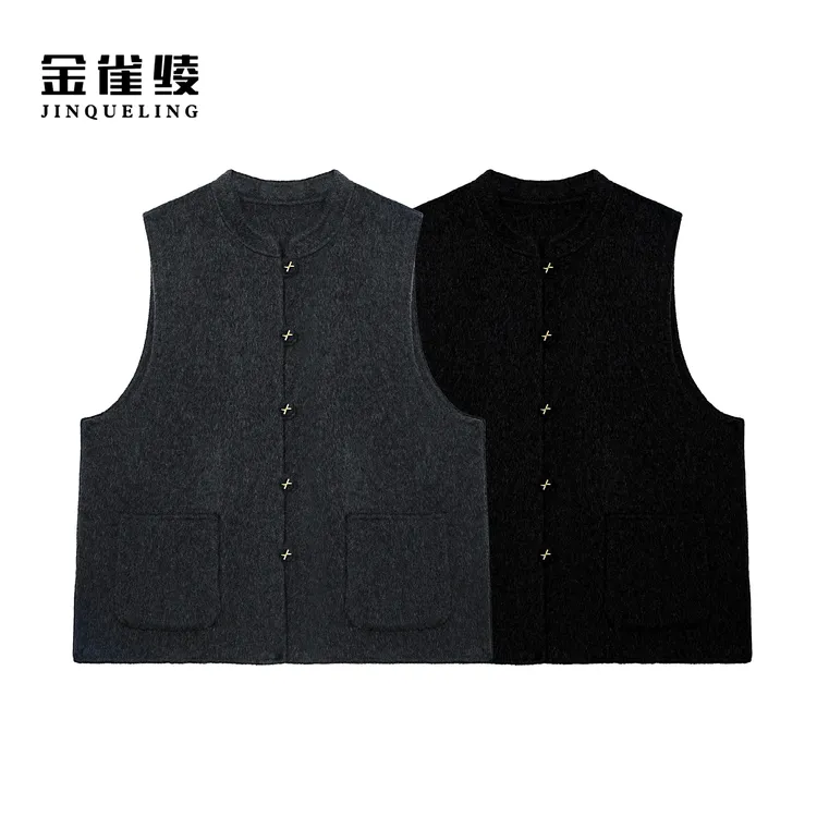 金雀绫【小金扣】立领百搭保暖舒适经典加宽加大马夹SZA4TW678