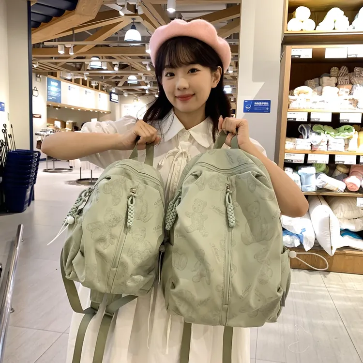 时尚休闲韩版双肩包女双肩背百搭大学生潮流小众个性印花ins日系