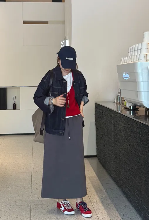 【流量密码】HANI秋季新款 设计感开叉直筒羊毛蚕丝休闲半身裙 Q73