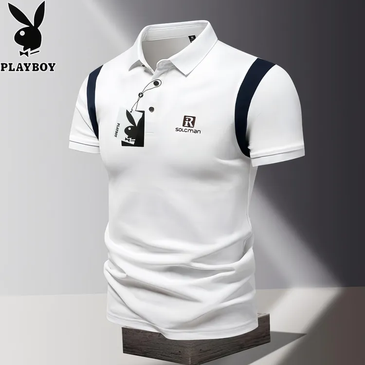 PLAYBOY/花花公子男士时尚短袖polo衫男夏季新款t恤休闲翻领体恤