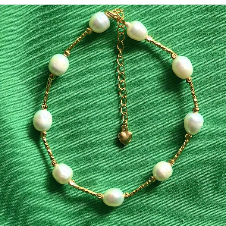 手工白色时尚百搭编织简约单圈金手链手工白色时尚百搭编织手链