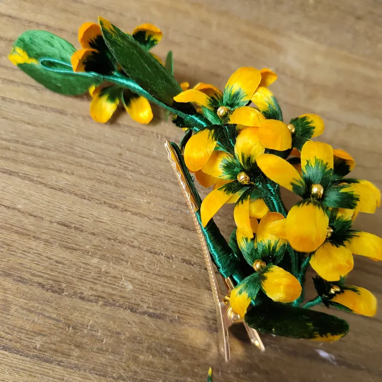 非遗绒花，中秋，桂花发夹，复古，古风，纯手工