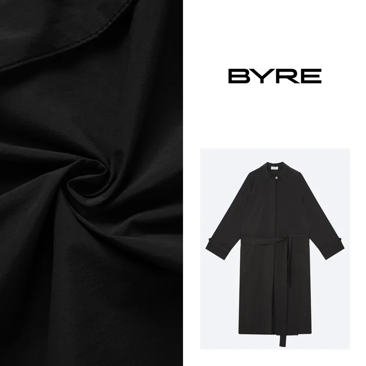 BY760 黑色长款风衣【冷水手洗】