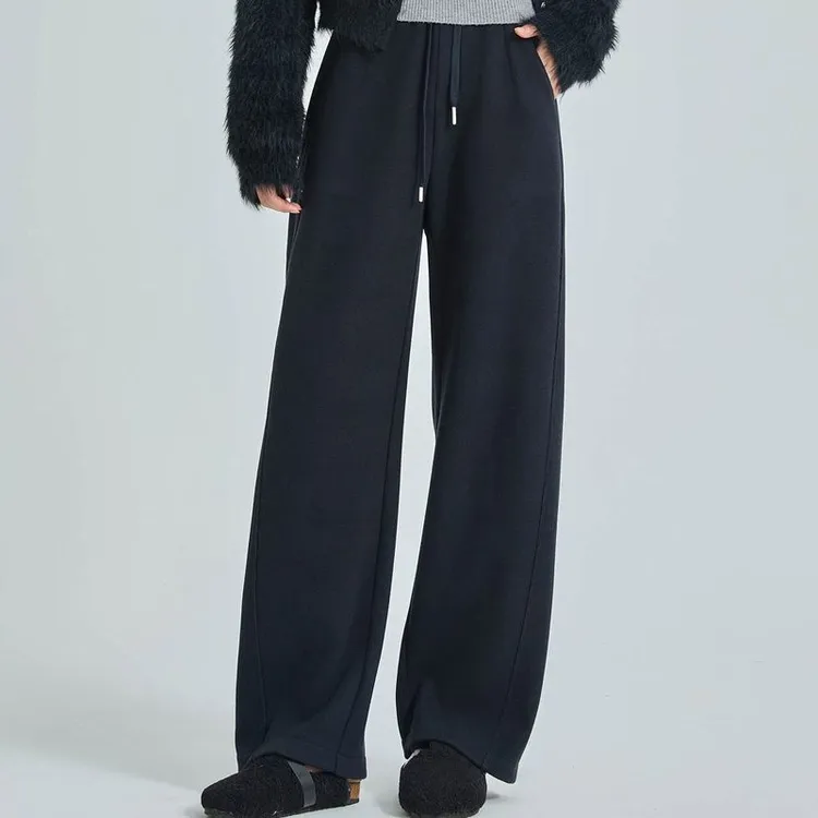 【瑶瑶专属】BONAS/宝娜斯秋冬羊毛蚕丝山茶花高腰显瘦弯刀裤 82782