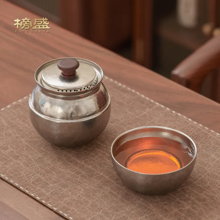 榜盛纯钛泡茶壶双层隔热泡茶器便携户外旅行茶具套装单人茶具茶壶