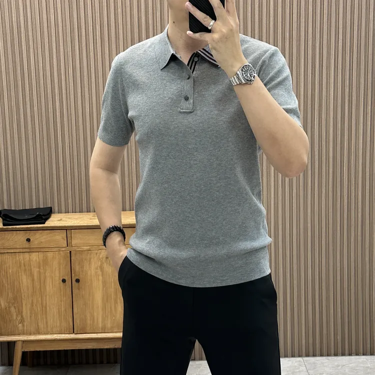 秋季新品短袖修身纯色Polo衫半袖针织休闲商务潮流针织衫85251