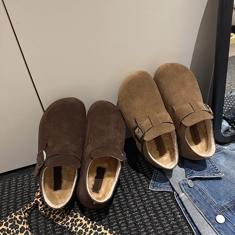 【增高5CM】加绒厚底勃肯鞋女2025冬季新款潮流户外通勤百搭休闲鞋