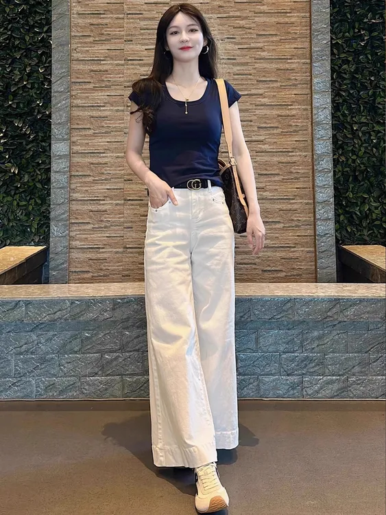 夏季新款搭配一整套高级感独特别致漂亮短袖上衣阔腿裤两件套装女