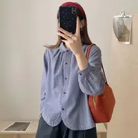 条纹长袖衬衫女秋季新款洋气休闲减龄宽松时尚百搭上衣女开衫