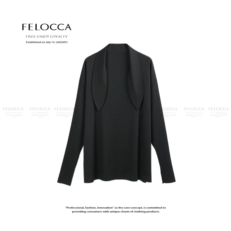 【FELOCCA】休闲高立领半量感显瘦侧拉链长袖飘带真丝上衣25SSY588