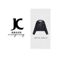 【香香严选】"星轨方格”2025秋季琥珀流光格纹牛仔外套时尚感DM2148