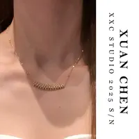 合金项链 合金项链 原创设计感精致锁骨链金色简约素款项链#8796