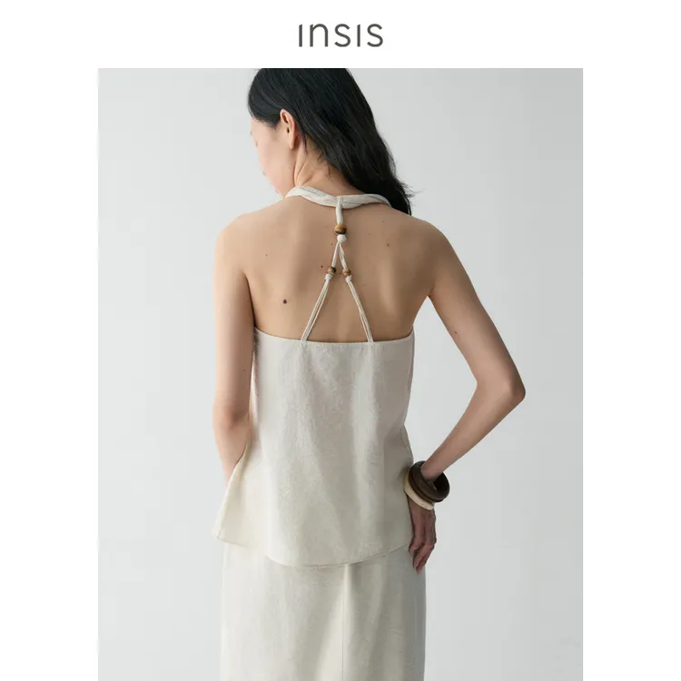 【INSIS FEMME】noundnound设计感后背串珠挂脖A摆上衣女25夏季新款