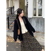 YO定制秋冬气质慵懒感浴袍针织开衫小个子韩系小众宽松毛衫外套