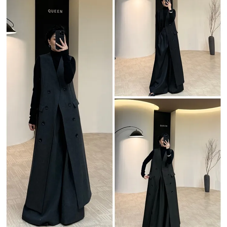 美丽定制极简气质显瘦西服长马甲160斤以内（24821）