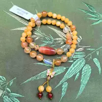S1074-黄玛瑙蝴蝶精品手串