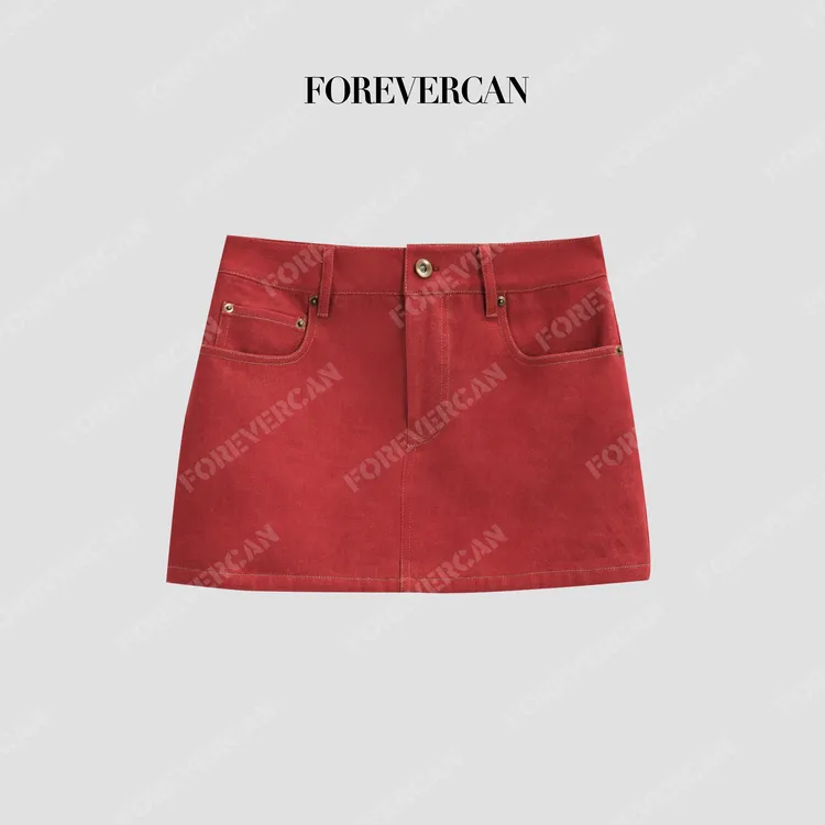 FOREVERCAN“元气方糖”立裁简约百搭半身裙显瘦短裙SD30670
