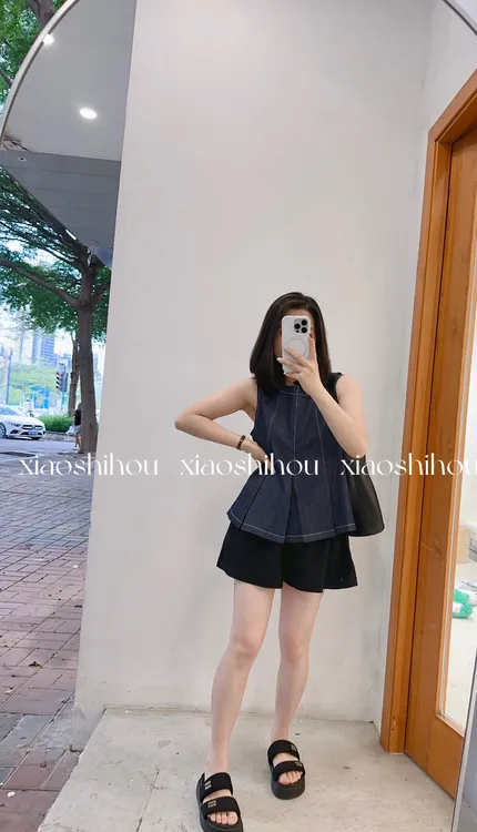 小时候女装店无袖娃娃装牛仔上衣25806
