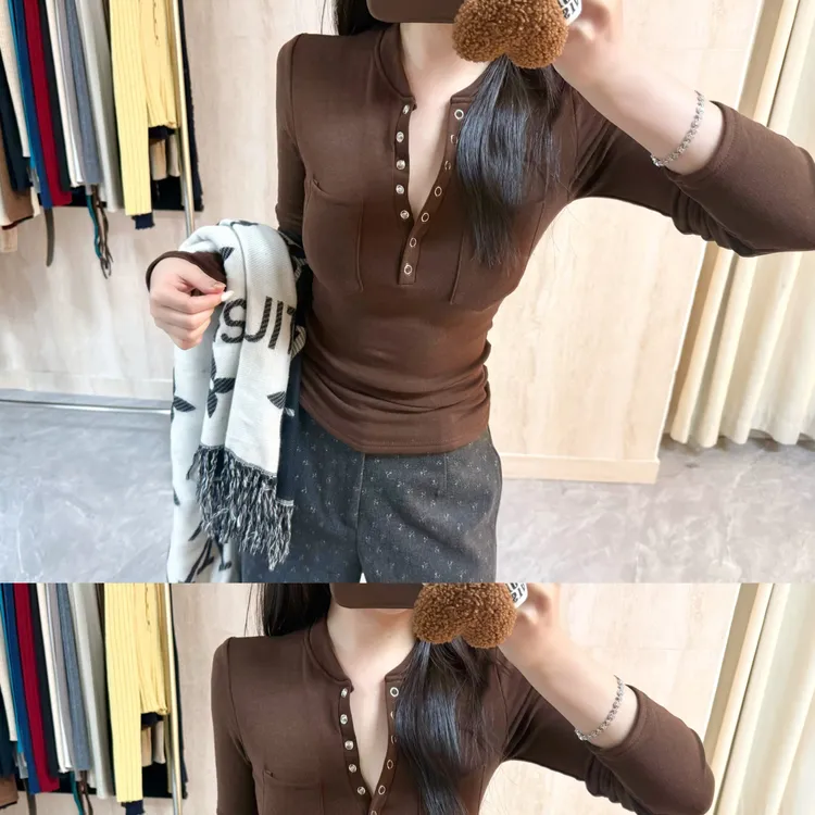 舒适亨利领衫保暖加绒内搭可外穿显瘦修身长袖