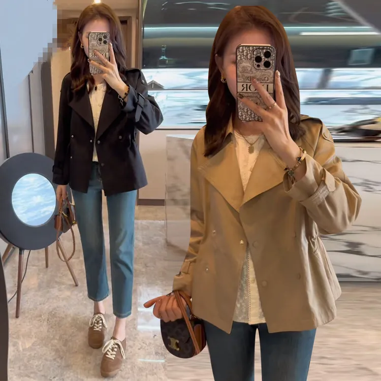 时尚高级感短款风衣外套女2025秋装新款休闲小个子收腰显瘦上衣
