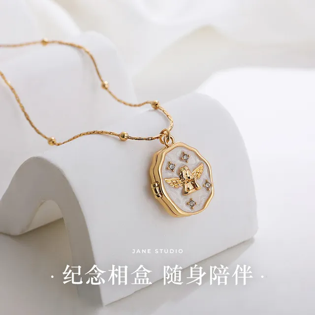 宠物照片定制纪念相盒项链天使相框复古亲人情侣相片打印相册吊坠