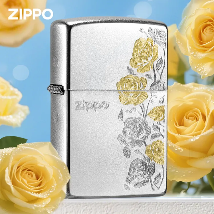 ZIPPO/之宝打火机热恋玫瑰 磨砂刀刻双色经典防风煤油DYX1H1F1