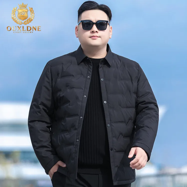 OUXLDNE 轻薄翻领羽绒服男冬季新款轻盈保暖外套商务休闲大码男装