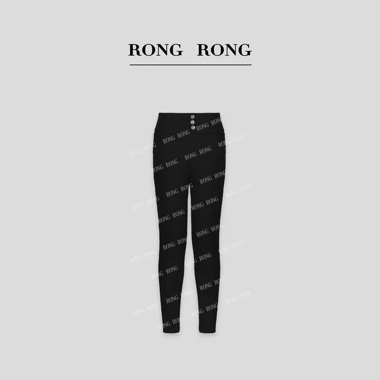 溶溶【羽绒小黑裤】RONG  90白鹅绒钻石珠地纹三防高腰收腹裤 W8620