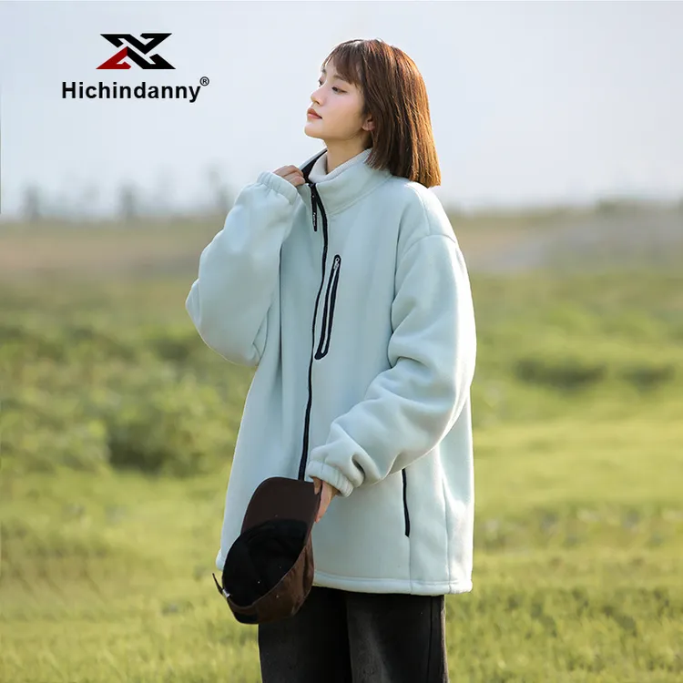 HICHIN加厚抓绒衣女冬季新款宽松运动百搭冲锋衣内胆摇粒绒外套