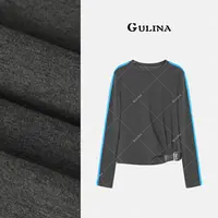 GULINA/娜姐夏欧洲站设计师经典百搭立领长袖T恤女68223