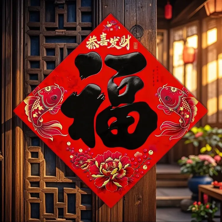 马年【3D】高档新年烫金福字过年入户门大门福字春节书法福字贴纸