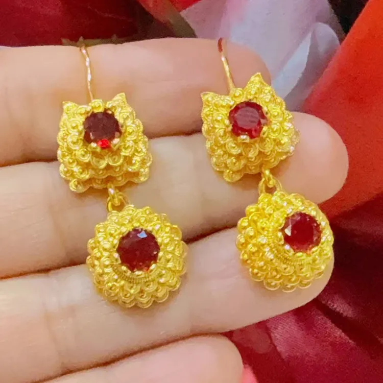 铜合金耳饰 铜合金女欧美风民族风金色耳环手工编织复古 0108