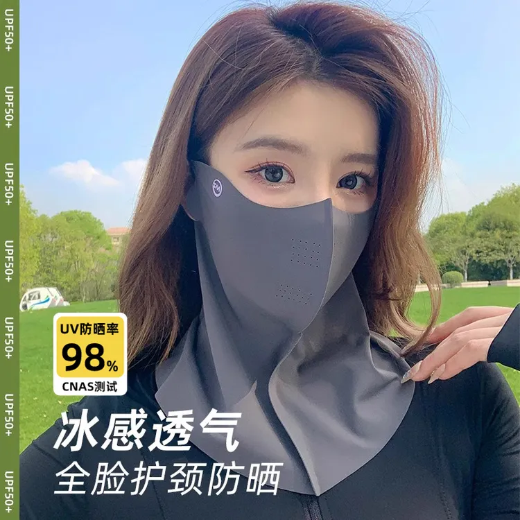 全脸防晒面罩女夏季2025新款骑行防紫外线护眼角脖颈遮阳口罩冰丝
