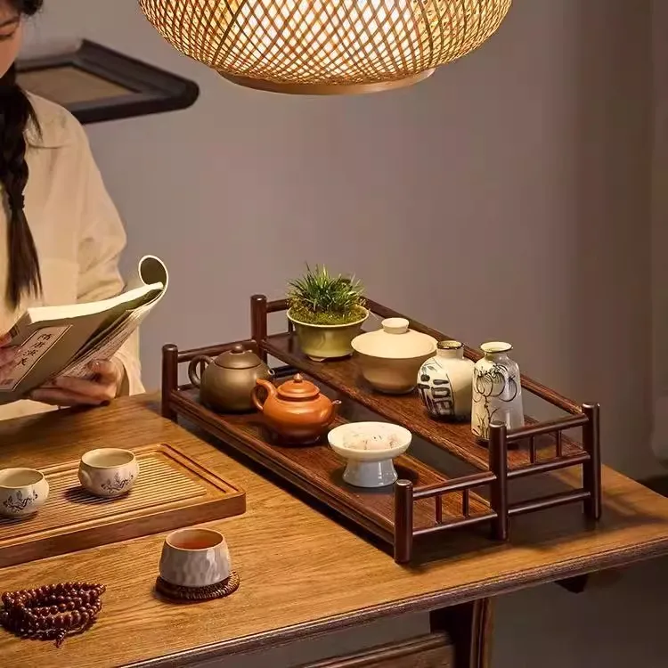 桌面茶杯架子置物架茶具收纳架中式茶台小型博古架紫砂壶文玩展示