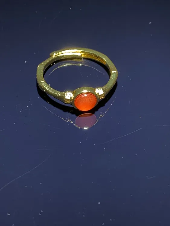 南红保山 女戒指【水滴形】柿子红佩戴保养天然满肉红润饱满