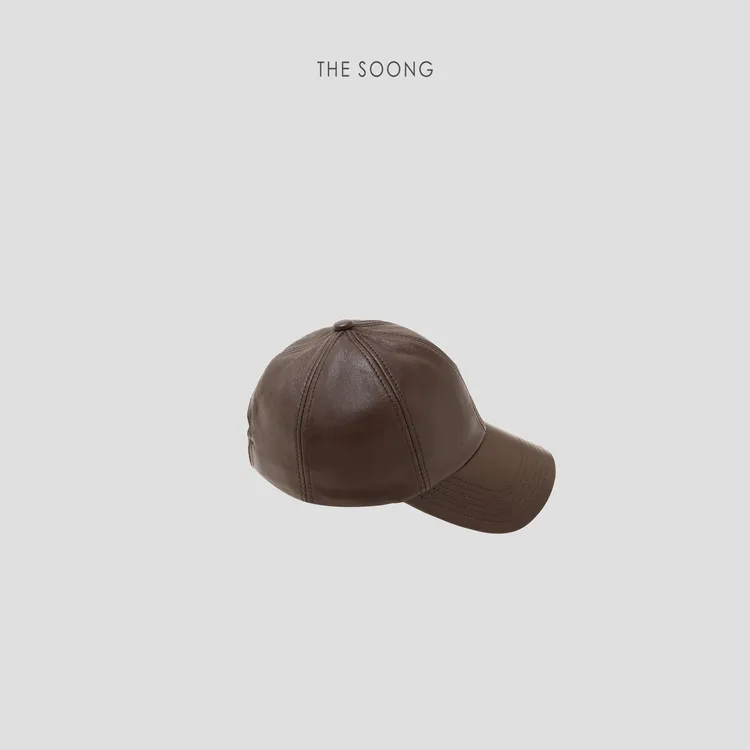 THESOONG|"羊皮棒球帽"经典纯羊皮细腻光感纹理百搭帽子HWZB8445